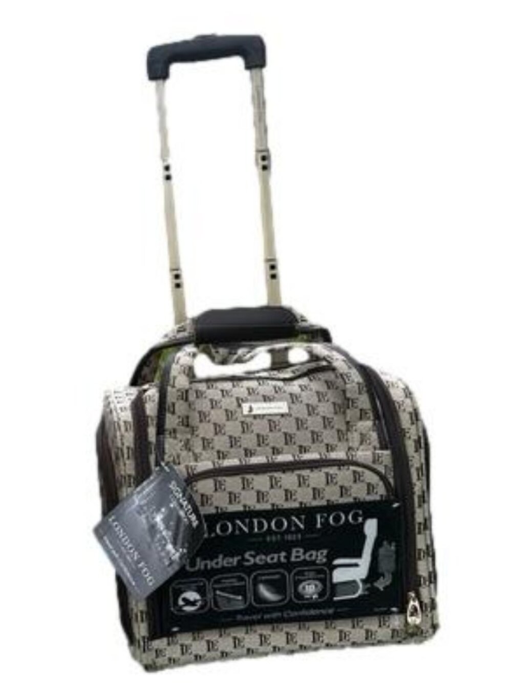 London Fog Under Seat Carryon Signature Roller Bag Logo Black/Gray 15" Suitcase